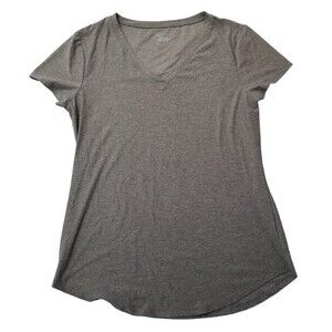 No Boundaries Women's Shirt Solid Gray Short Sleeve Stretch Large 11-13 Stretch